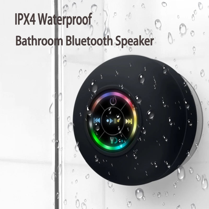Mini Bluetooth™ Shower Speaker – Waterproof with RGB Lights & Hands-Free Audio