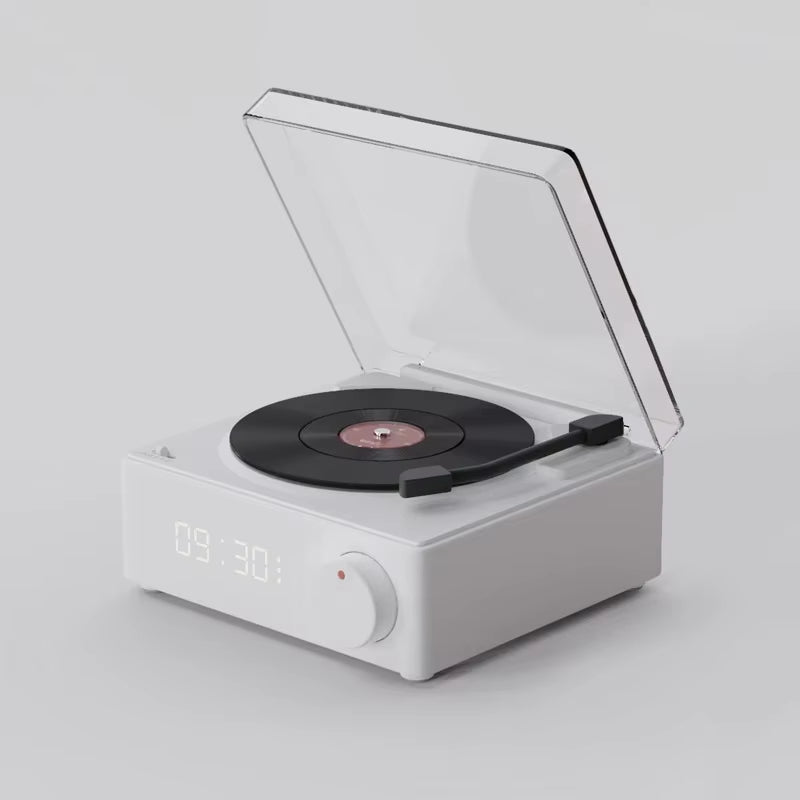 New Retro Vinyl Alarm Clock Mini Recorder Portable High Quality Audio Home Smart Stereo Wireless Bluetooth Speaker